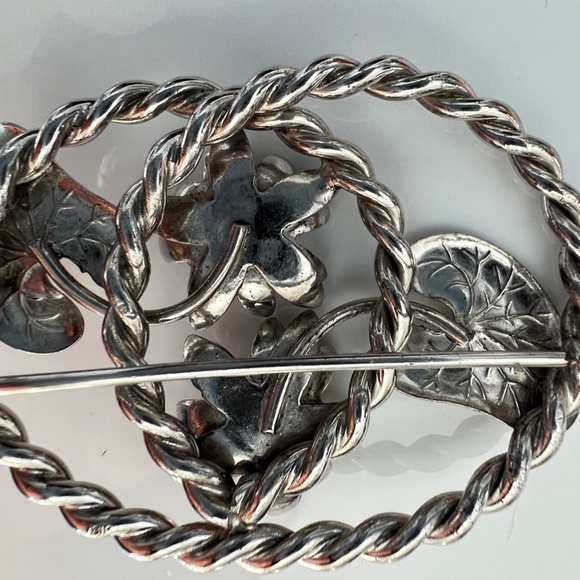 Vintage Sterling Silver Flowers Brooch Pin Chunky Oversized 19 g - Picture 5 of 9